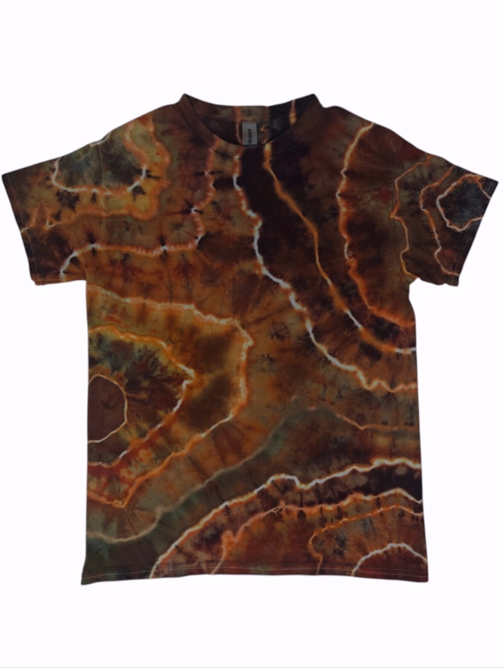 Geode Ice Tie Dye T-Shirt Gildan Adult S Small Orange Brown Earthy Handmade New